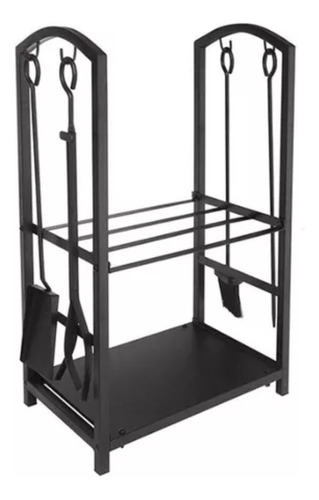 Set Leñero Rack Para Leña + Atizadores Estufas Calefactores