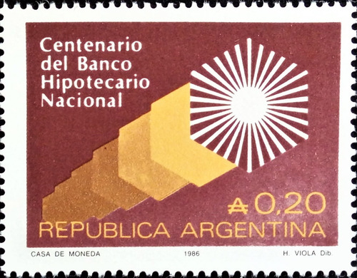 Argentina, Sello Gj 2329 Banco Hipotecario 1987 Mint L15603