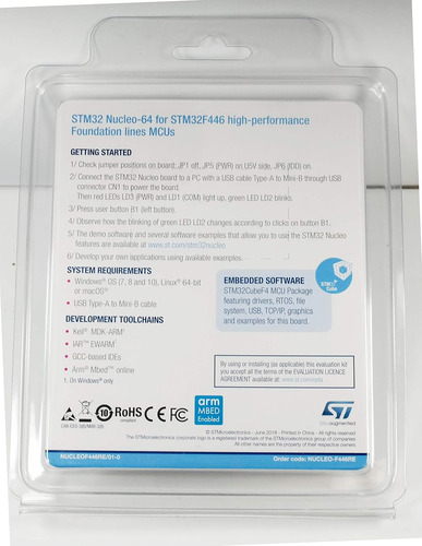 Placa De Desarrollo Stm32 Nucleo Con Stm32f446re Mcu Nucl...