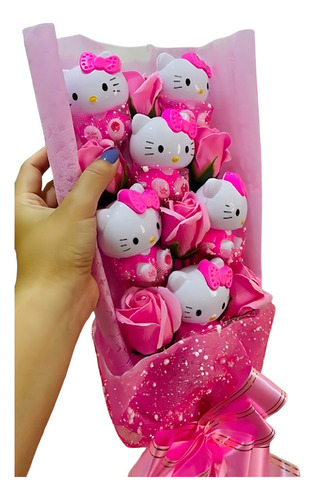 Presente Especial Buquê Fofo Kitty Com Rosas Artificiais Cor Hello