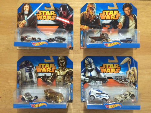 Set 4 Hot Wheels Star Wars 2 Pack Vader Han R2d2 C3po Troope