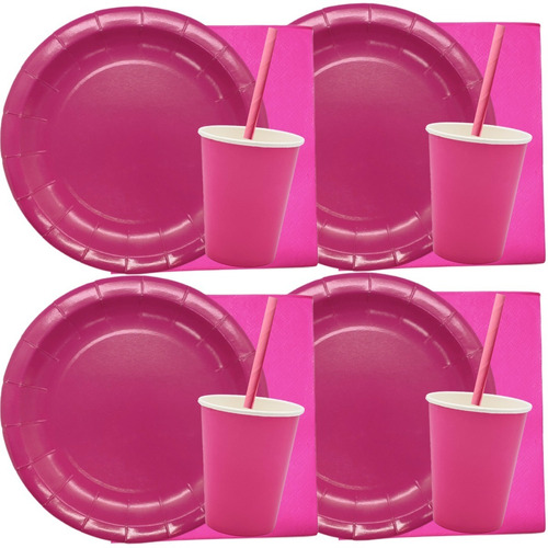 Set Platos Sorbetes Vasos Servilletas Lisos Cumpleaños Deco