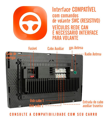 Kit Multimidia Android 9 Polegadas Citroen C3 13 14 15 16-19