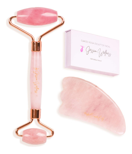 Jessica Wellness  Gua Sha De Cuarzo Rosa Y Rodillo Facial P