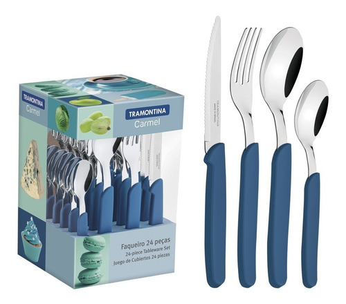 Cubiertos Carmel Tramontina Juego 24 Pzas Cocina Set Colores