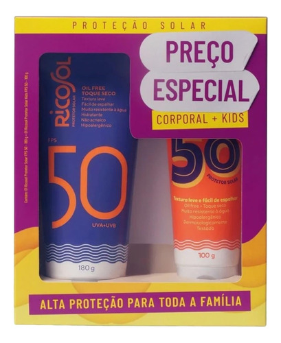 Kit Ricosol Protetor Solar Fps50 + Protetor Solar Kids Fps50