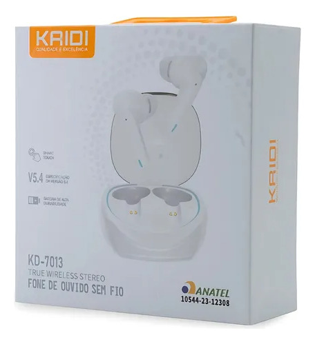 Fone De Ouvido Kaidi Tws Bluetooth 5.4 Sem Fio In-ear Kd7013 Branco
