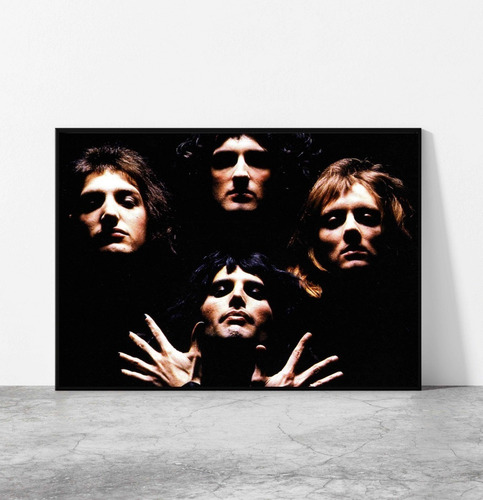 Cuadro 33x48 Cm Banda Quenn Rock Marco Negro Fan Arte