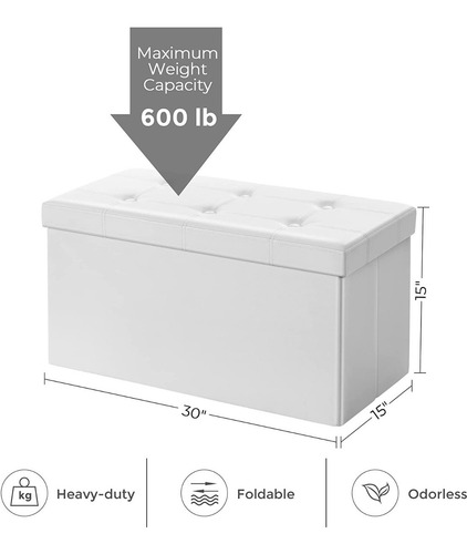 Banco Otomano Plegable Marca Songmics Color Blanco