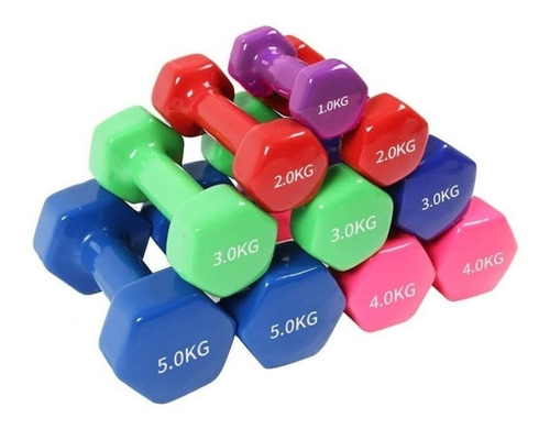 Imagen 2 de 2 de Pack 2 Mancuernas De 1kg C/u (un Par) Antideslizantes