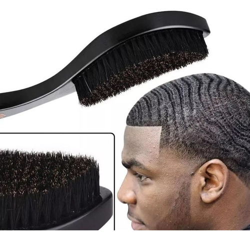Escova Hard Para Waves 360 Profissional Ondulada Premium Cor Preto