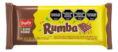 Galletitas Rumba Sabor Chocolate Rellenas 108g X Unidad