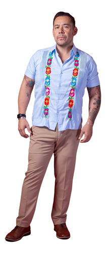 Guayabera Para Caballero Con Bordado Del Istmo