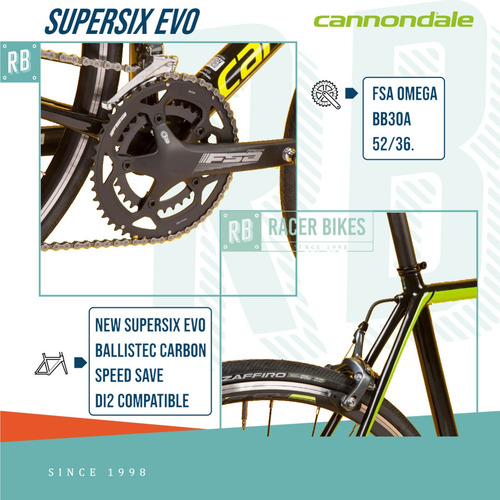 Imagen 2 de 9 de Bicicleta Ruta Cannondale Supersix Evo Tiagra Negro Carbono