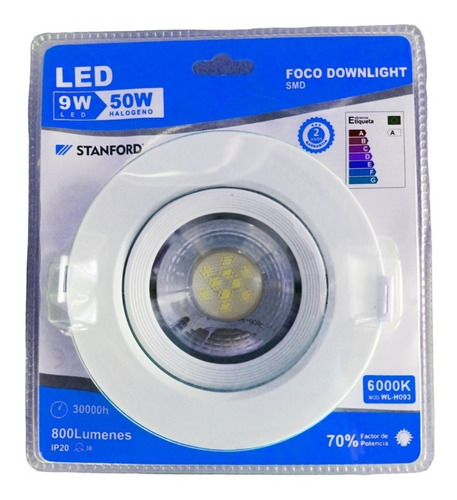 Foco Led 9w Embutido Orientable 85/118mm 5500k Frío