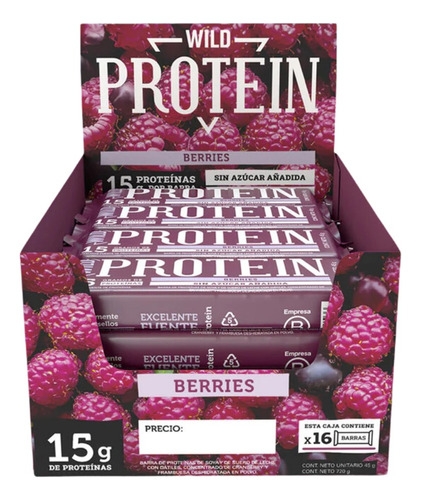 Wild Protein Barras Sabor Berries - 16 Unidades