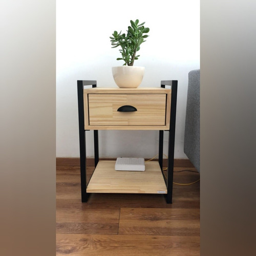 Mesa De Luz Mesa Uxiliar Hierro Y Madera