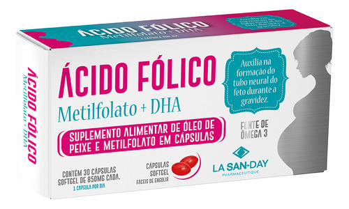 Ácido Fólico Meilfolato + DHA - Caixa com 30 Cápsulas Softgel