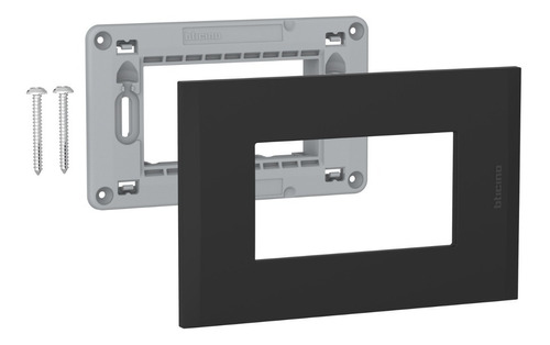 Placa 3 Puestos Black Con Soporte Af5s3ng Bticino Nobile