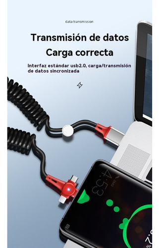 . Cable Micro Tipo C Carga Rápida 100w En Espiral -