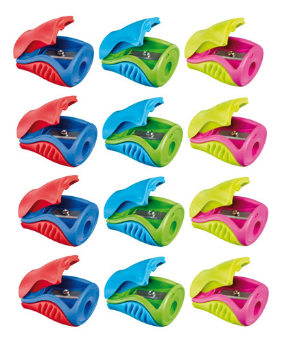 12 Sacapuntas Maped Boogy Con Deposito Color Multicolor