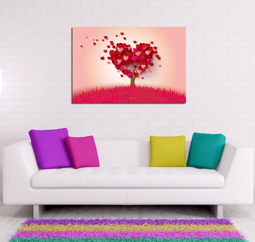 Vinilo Decorativo 40x60cm Arbol De Corazones Rosa Heart