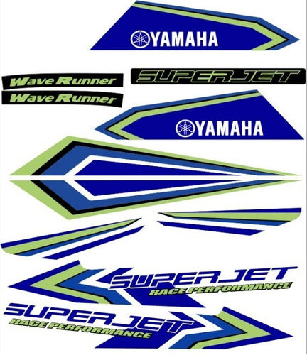 Kit Adesivo Jet Ski Yamaha Super Jet 2019 Verde E Azul