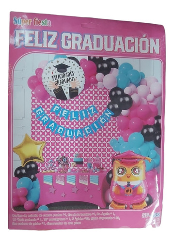 1 Kit De Decoracion Para Fiesta De Graduacion Buho Rosa