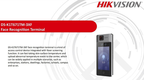 Hikvision Terminal Reconocimiento Facial Temperatura K1t671