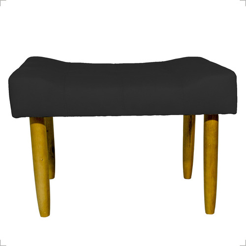 Puff Decorativo Retangular Requinte Pé Palito Suede Bege Cor Preto