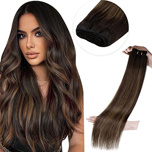 Laavoo Marrón Weft Extensiones De Pelo Humano 20inch Czk3o