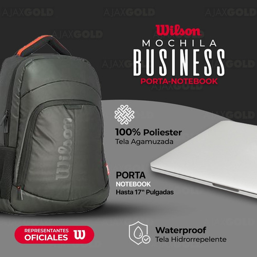 Imagen 2 de 10 de Mochila Porta Notebook 17 Wilson Urbana Reforzada Deportes
