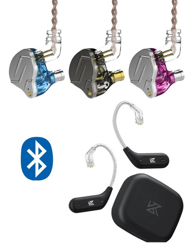 Kit Fone Bluetooth Kz Az09 + Kz Zsn Pro - Preto, Pink E Azul