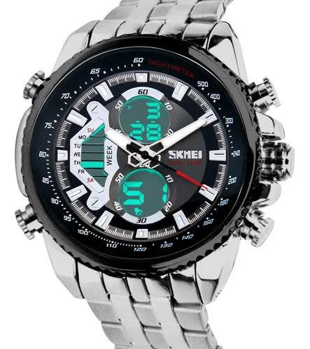 Rel gio masculino Skmei 0993 Steel Alarm Cron metro elegante cor