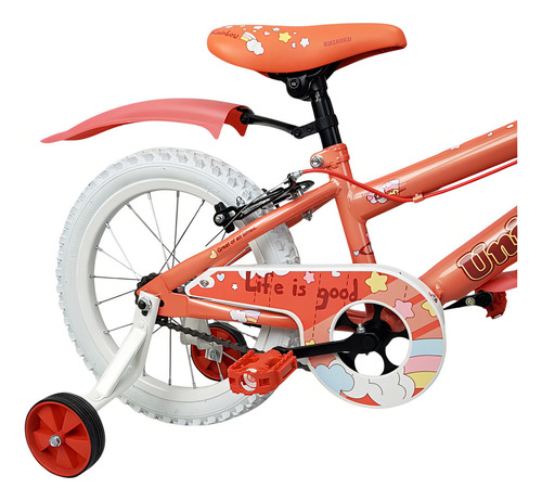 Bicicleta Para Niña R16 Llantas Aire Y Entrenamiento Rainbow Color Naranja