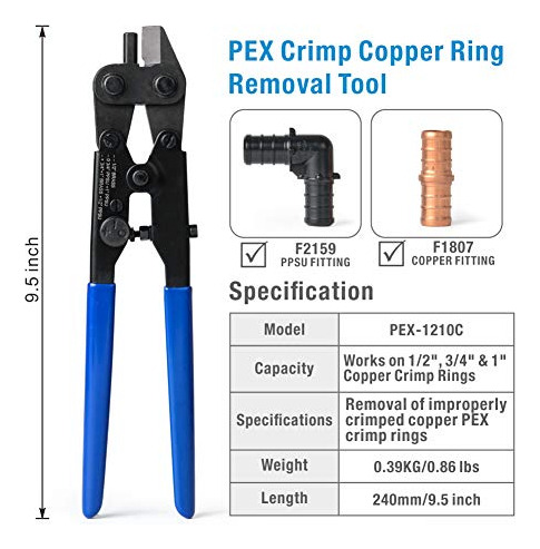 Herramienta De Extracción De Anillos Pex Crimp Pex-1210c De