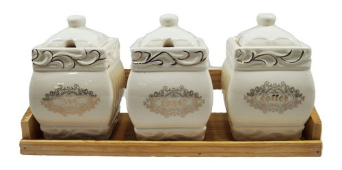 Recipientes Porcelana Azucarera Te/cafe Set X3 - Sheshu Home