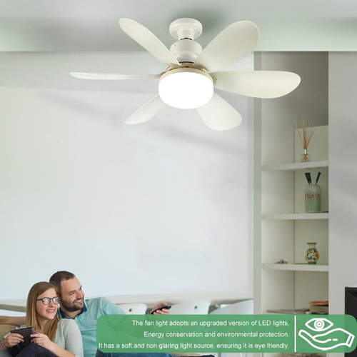 Ventilador De Luz Con Mando A Distancia, Base E27de Tornillo