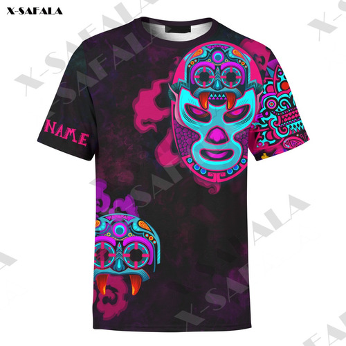 Camiseta Con Estampado 3d De Máscara De Lucha Libre Mexicana