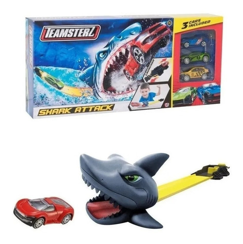 Teamsterz Pista Lanzador Tiburón Shark Attack + 3 Autos
