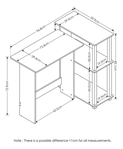Furinno Abbott Escritorio Esquinero Para Computadora Con