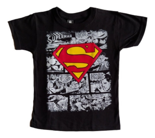 Camiseta Estampada Superman Comic Niños 100% Algodón