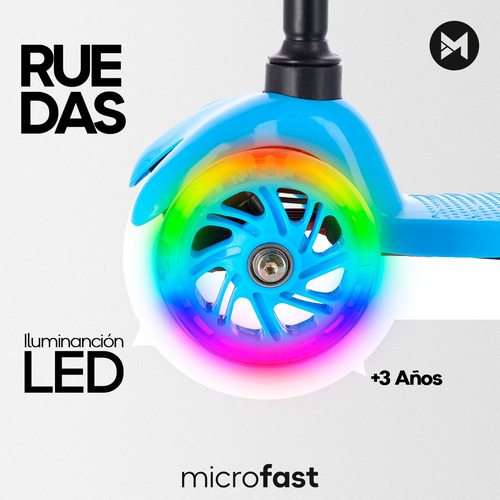 Imagen 3 de 9 de Monopatín Infantil Desmontable 3 Ruedas Luces Led Ajustable