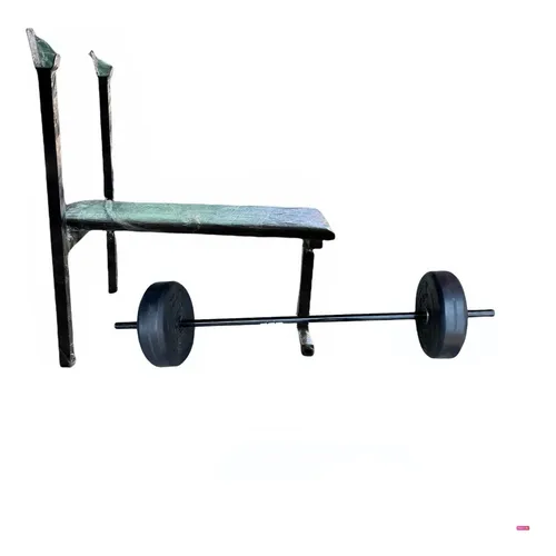 Banco Plano Para Ejercicio Soporte Y Barra 40lbs Pesas Ssr