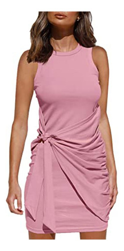 Vestido Tank Top Body Fit Color Sólido Volantes Casual