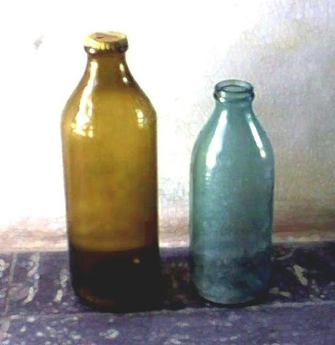 Antigua Botella De Aceite De Vidrio Precio Por Par (Usado)