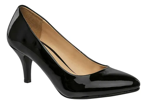 Zapatilla Cerrada Stilettos Tacon Bajo Charol Damita 22 26