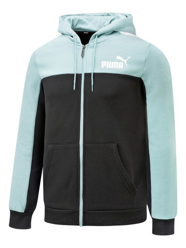 Poleron Cierre Puma Ess+ Block Fl Verde Hombre