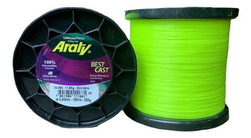 Linha Arati Bestcast Nylon Monofilamento 0,40mm 24,3LG 1591m Cor Verde