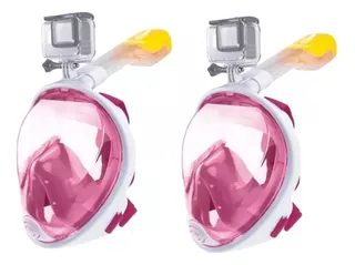 2 Máscaras Full Face Go Pro Dive Motion Infantil - Rosa